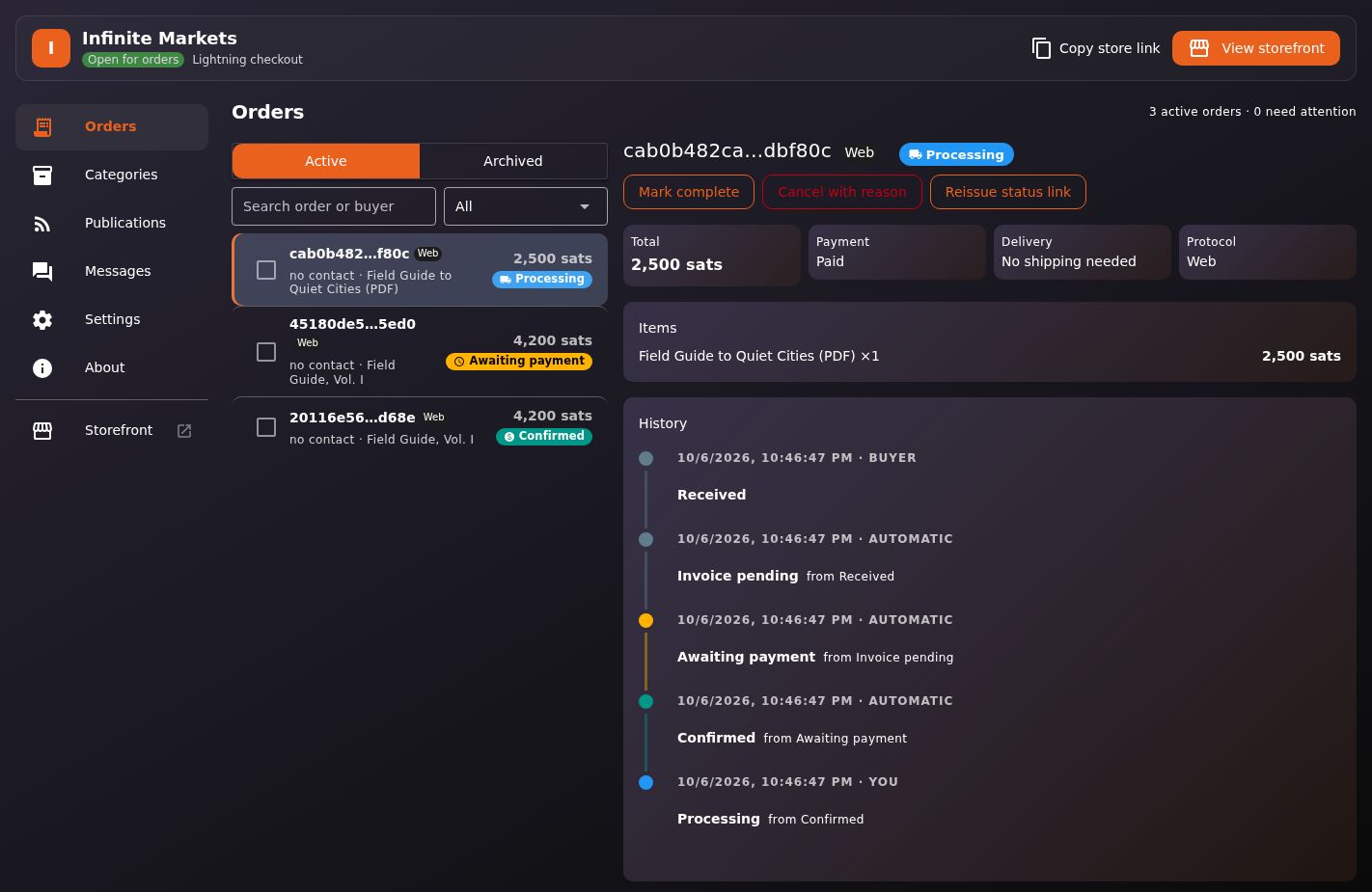 Merchant Orders workspace